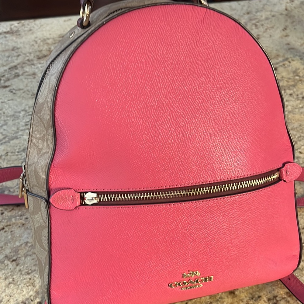 COACH monogram/pink backpack